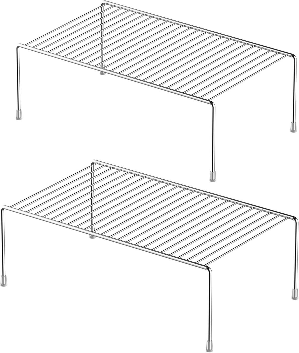 Redrubbit 2 Pack Medium (13 x 9. 4 Inch) Cabinet Storage Shelf Rack, Rustproof Kitchen Counter and Cabinet Shelf, Storage Rack Organizer for Kitchen, Fridge, Cabinet, Bathroom, Chrome