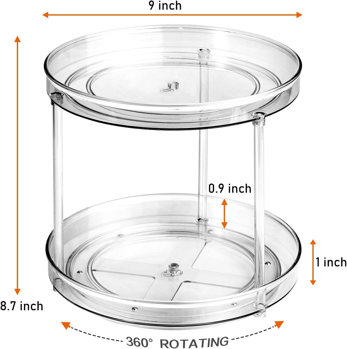 Lazy Susan Organizer, 360 Rotating Turntable Organizer (11") | Refrigerator Organizers and Storage, Lazy Susan for Cabinet, Pantry Organizer, Spice Rack Condiment Organizer, Kitchen Tray
