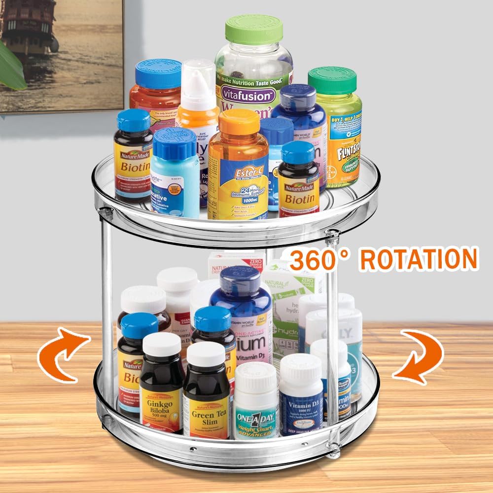 Lazy Susan Organizer, 360 Rotating Turntable Organizer (11") | Refrigerator Organizers and Storage, Lazy Susan for Cabinet, Pantry Organizer, Spice Rack Condiment Organizer, Kitchen Tray
