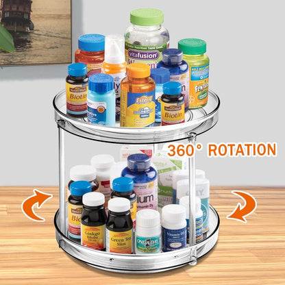 Lazy Susan Organizer, 360 Rotating Turntable Organizer (11") | Refrigerator Organizers and Storage, Lazy Susan for Cabinet, Pantry Organizer, Spice Rack Condiment Organizer, Kitchen Tray