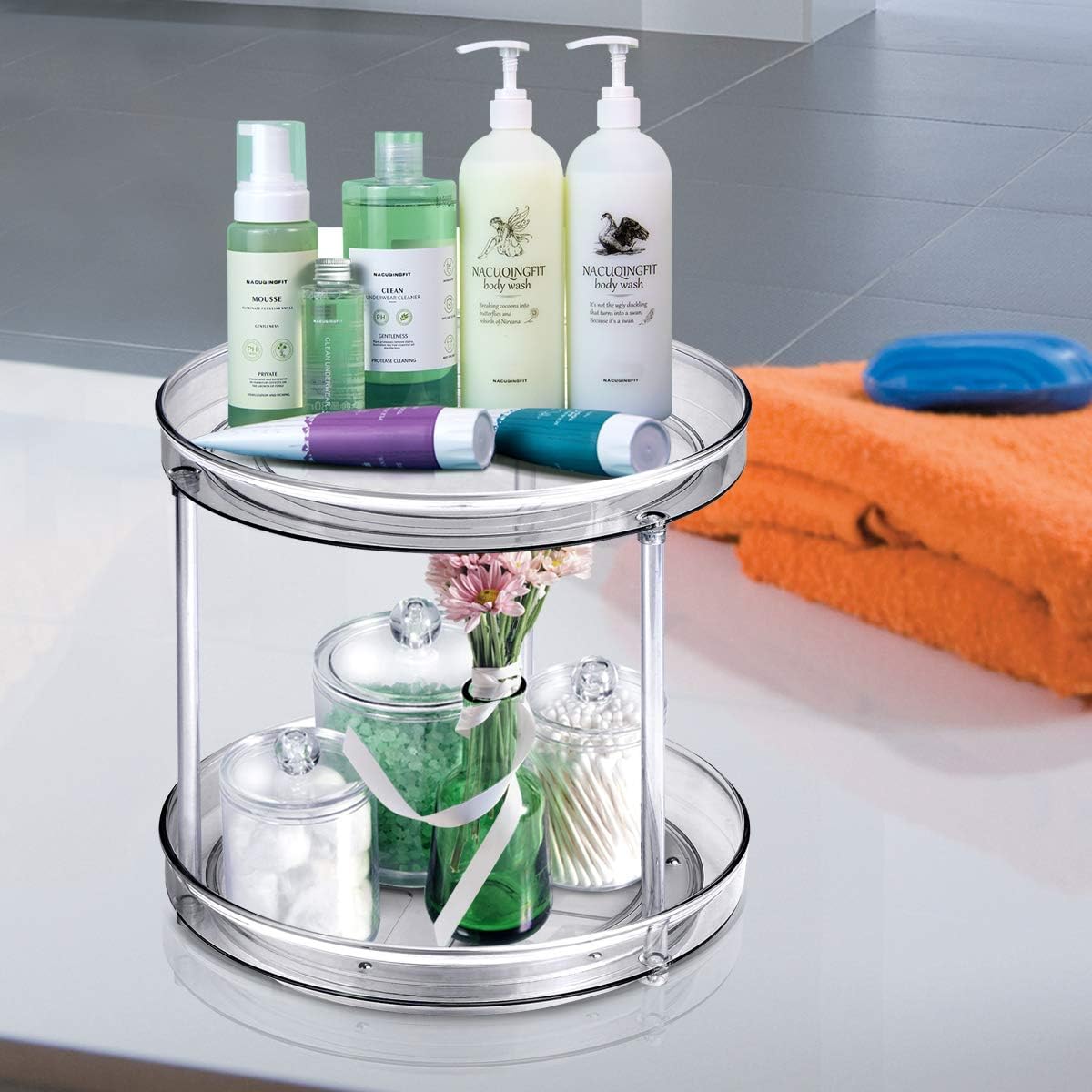 Lazy Susan Organizer, 360 Rotating Turntable Organizer (11") | Refrigerator Organizers and Storage, Lazy Susan for Cabinet, Pantry Organizer, Spice Rack Condiment Organizer, Kitchen Tray