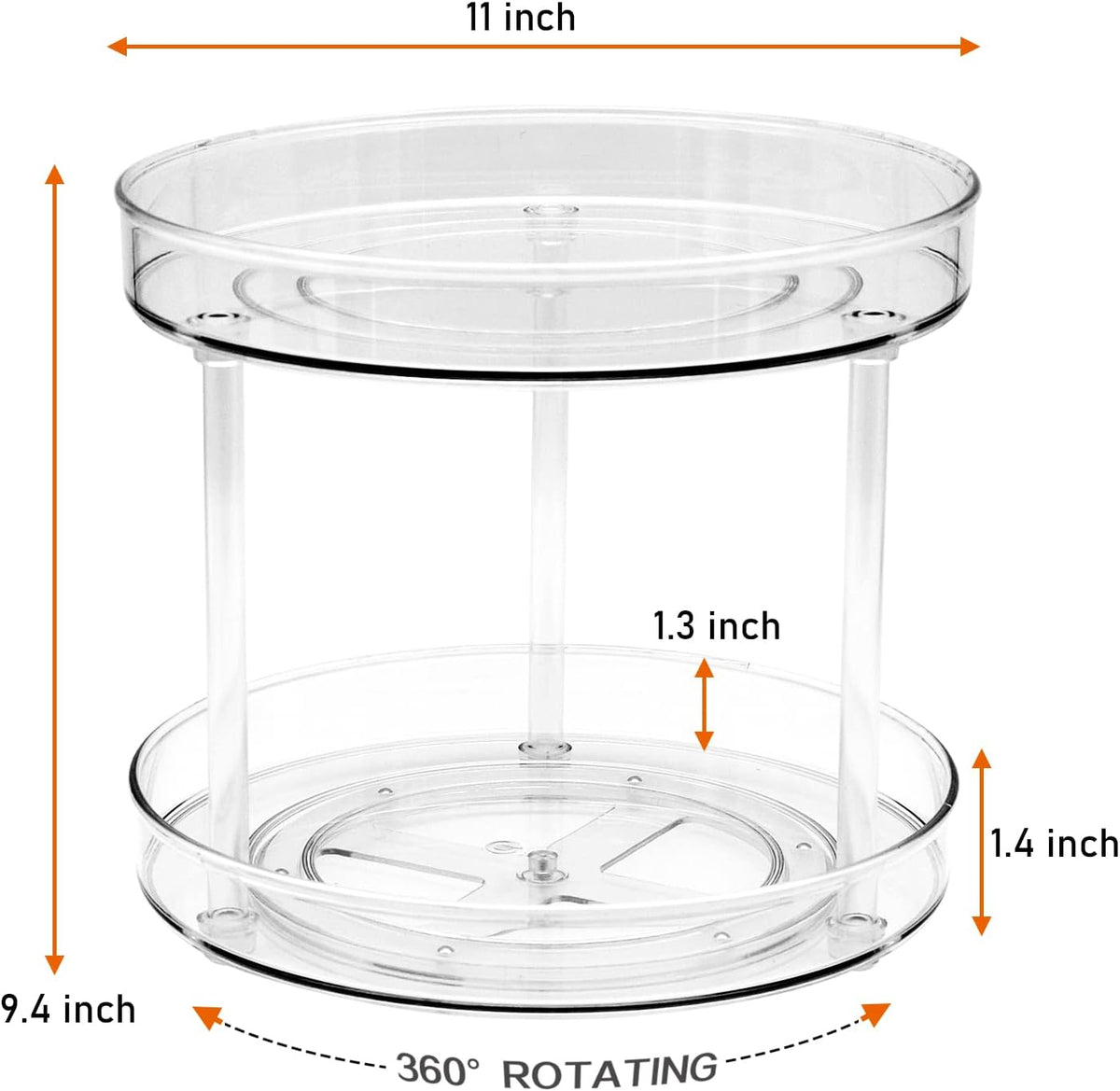 Lazy Susan Organizer, 360 Rotating Turntable Organizer (11") | Refrigerator Organizers and Storage, Lazy Susan for Cabinet, Pantry Organizer, Spice Rack Condiment Organizer, Kitchen Tray