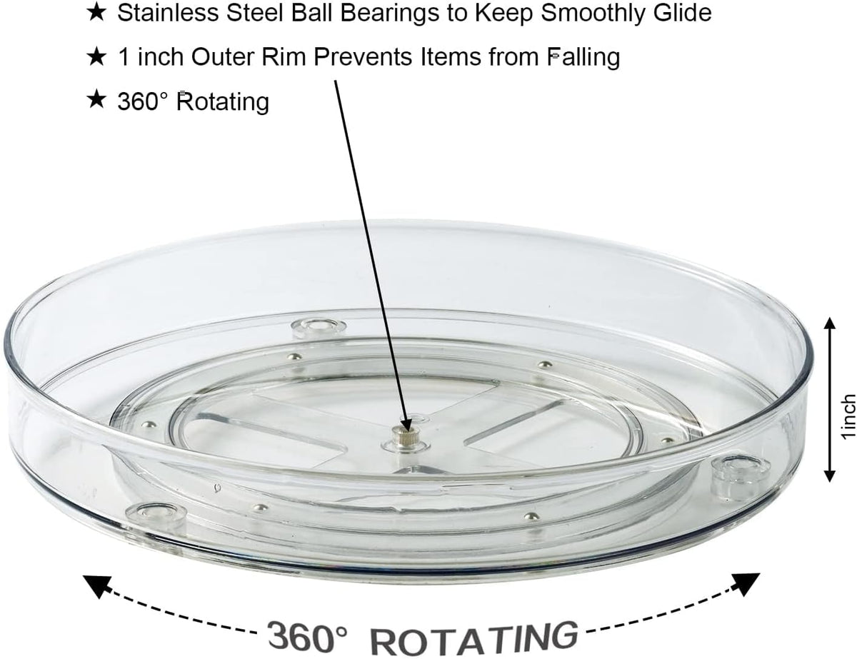 Lazy Susan Organizer, 360 Rotating Turntable Organizer (11") | Refrigerator Organizers and Storage, Lazy Susan for Cabinet, Pantry Organizer, Spice Rack Condiment Organizer, Kitchen Tray