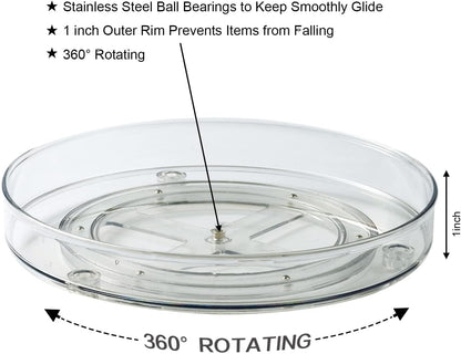 Lazy Susan Organizer, 360 Rotating Turntable Organizer (11") | Refrigerator Organizers and Storage, Lazy Susan for Cabinet, Pantry Organizer, Spice Rack Condiment Organizer, Kitchen Tray
