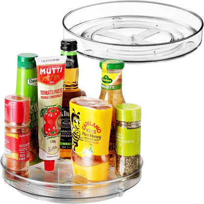 Lazy Susan Organizer, 360 Rotating Turntable Organizer (11") | Refrigerator Organizers and Storage, Lazy Susan for Cabinet, Pantry Organizer, Spice Rack Condiment Organizer, Kitchen Tray