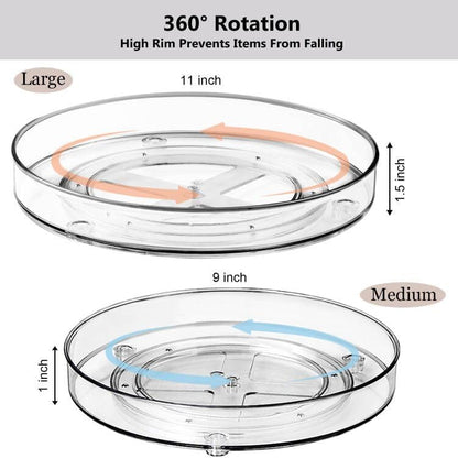 Lazy Susan Organizer, 360 Rotating Turntable Organizer (11") | Refrigerator Organizers and Storage, Lazy Susan for Cabinet, Pantry Organizer, Spice Rack Condiment Organizer, Kitchen Tray