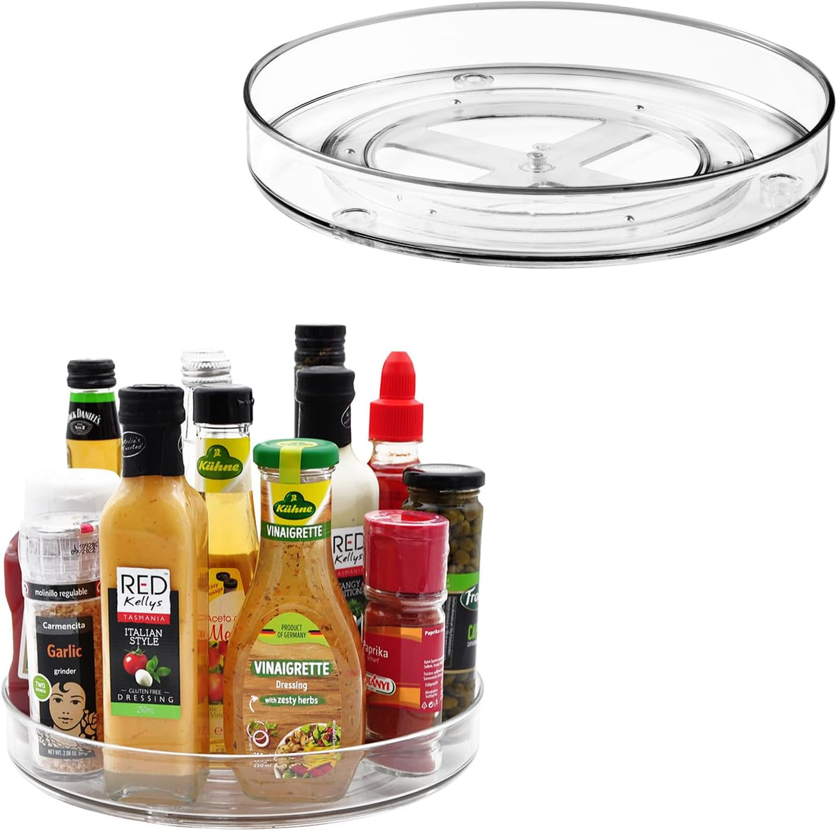 Lazy Susan Organizer, 360 Rotating Turntable Organizer (11") | Refrigerator Organizers and Storage, Lazy Susan for Cabinet, Pantry Organizer, Spice Rack Condiment Organizer, Kitchen Tray