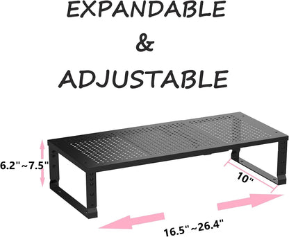 Metal Stackable Expandable Storage Shelf - Multi-Functional Home Storage Shelf, Suitable for Kitchen, Cabinet，Bathroom, Office, Garage, etc.（/Black/Large