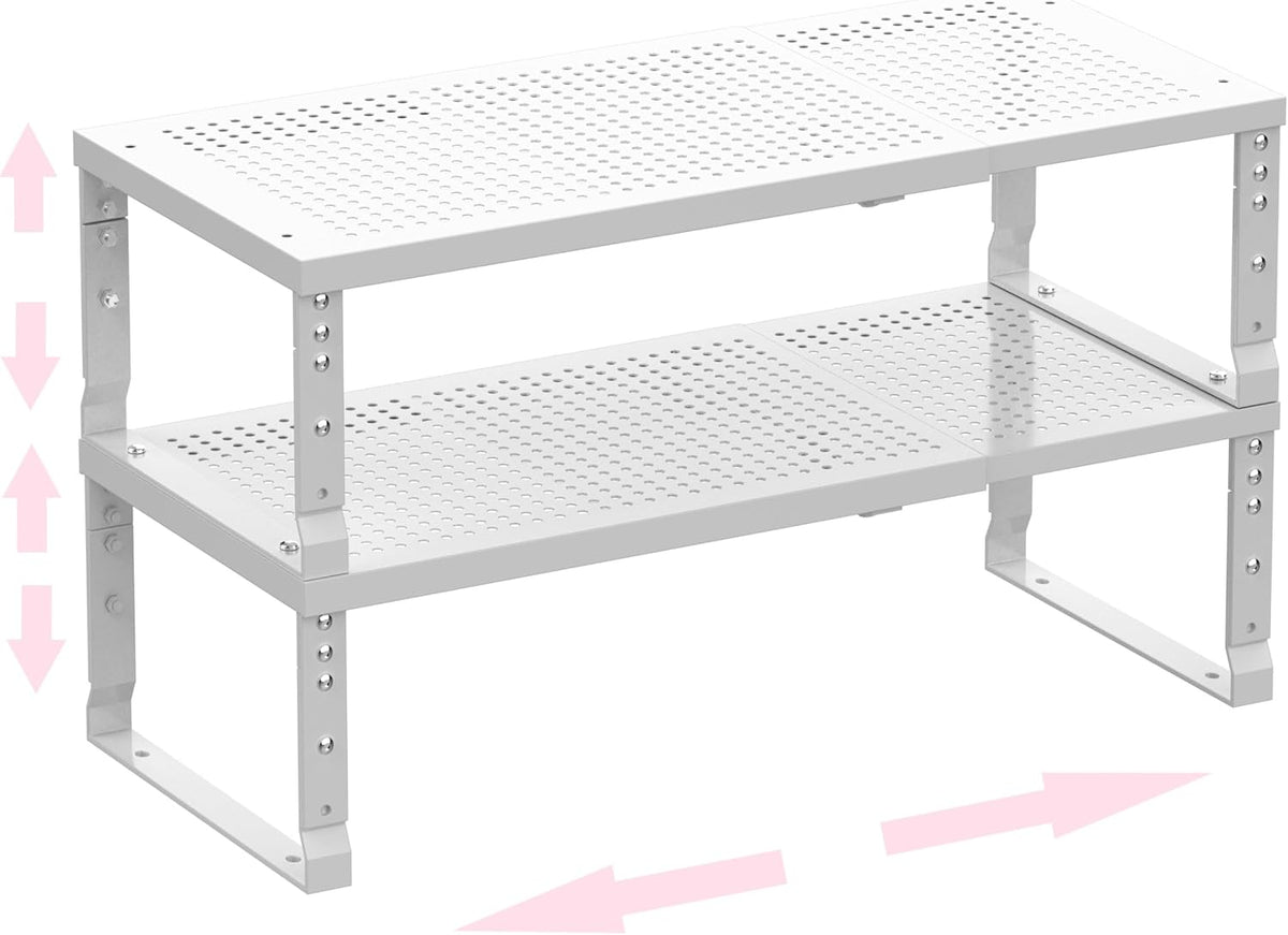 Metal Stackable Expandable Storage Shelf - Multi-Functional Home Storage Shelf, Suitable for Kitchen, Cabinet，Bathroom, Office, Garage, etc.（/Black/Large