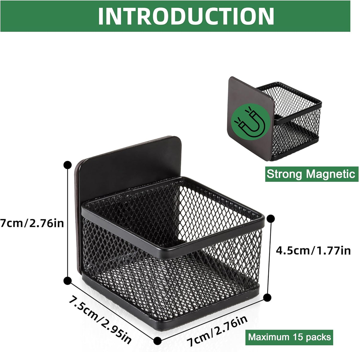 Magnetic 8 Pack Tea Bag Organizer, Metal Tea Bag Holder Coffee Packets organizers for Refrigerator Fridge For Kitchen Organizers and Storage (8P-Black)