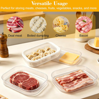 Multi-Layer Deli Containers with Lids, Deli Meat Container for Fridge with Tong, Stackable Bacon Container for Refrigerator, Lunch Meat Storage Box for Ham Cheese Cold Cuts, BPA Free