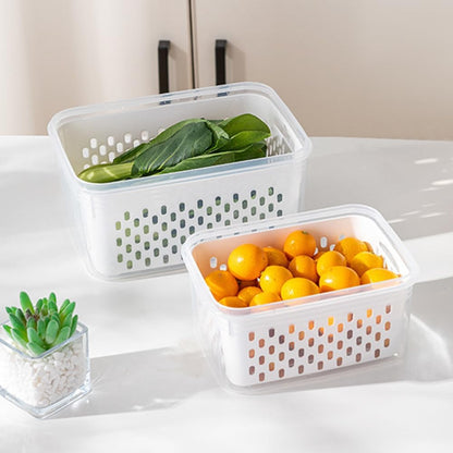 Fruit Storage Container for Fridge, Leakproof Food Storage Containers, Plastic Fresh Produce Saver Vegetable Fruit Meat Storages Organization, Plastic Produce Keepers(M+L)