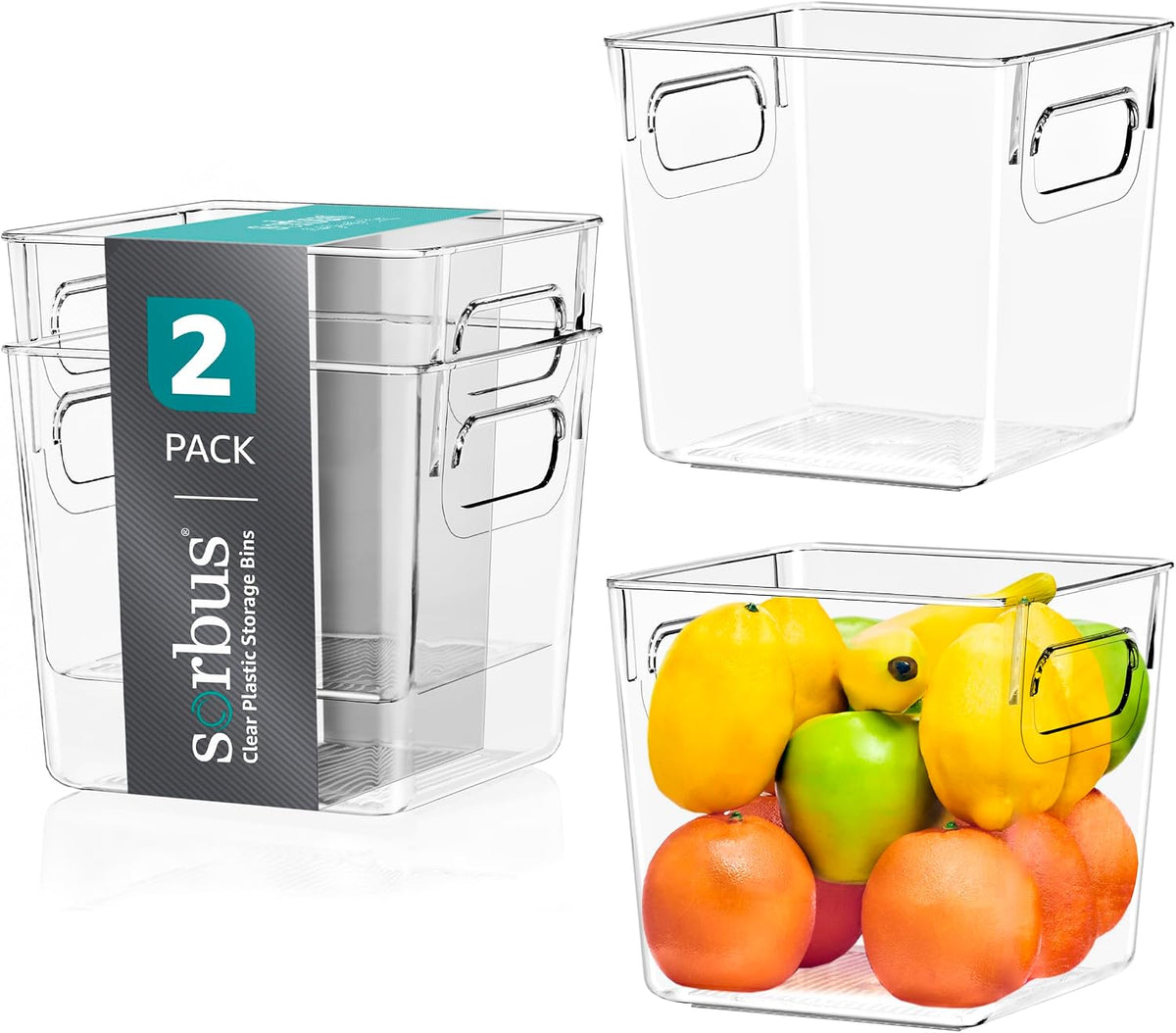 Fridge Organizers and Storage, Clear Plastic Bins (Large) | Easy-access organization for freezers, shelves, drawers, closets and pantries; supports sorting and visibility.