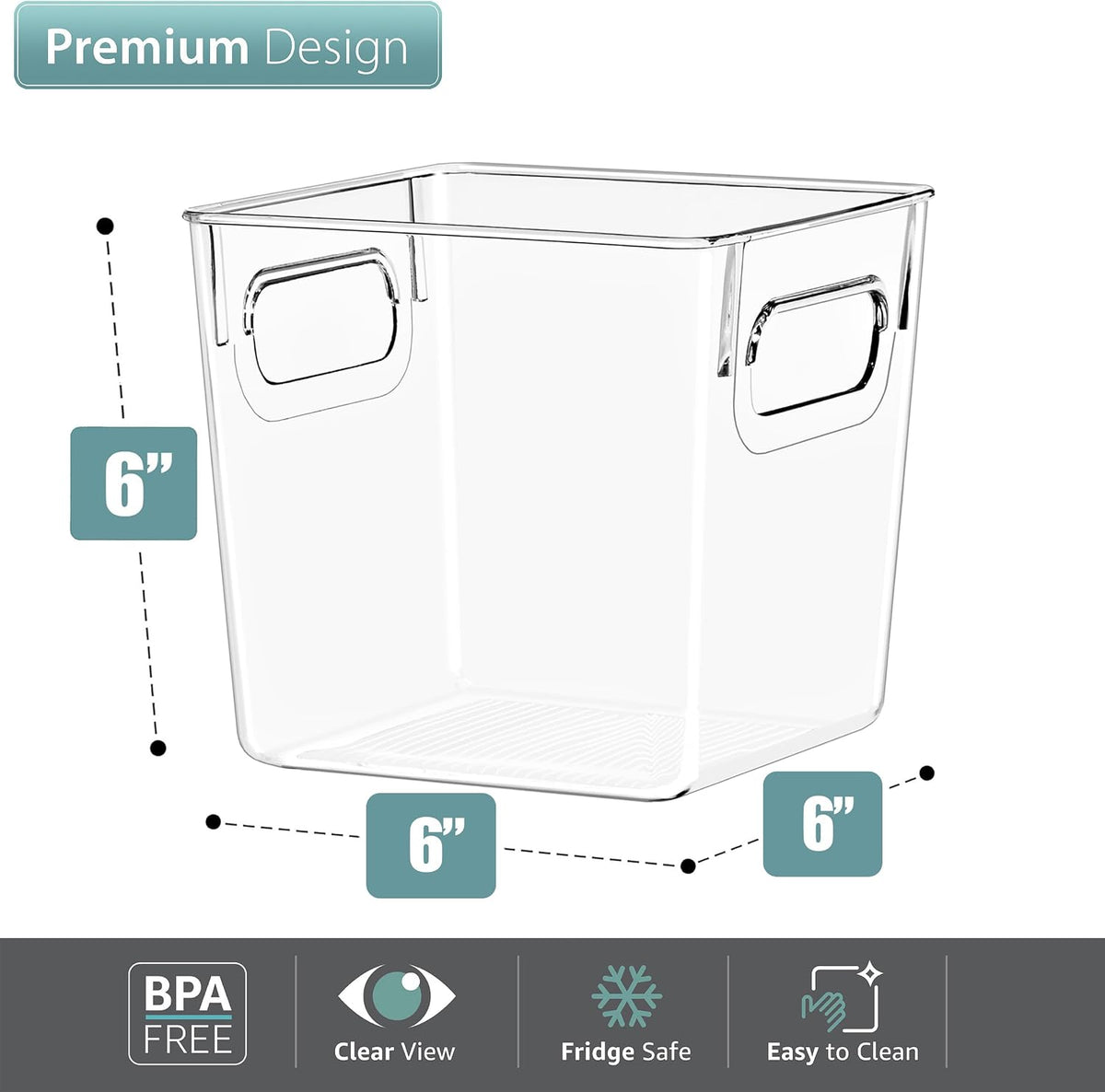 Fridge Organizers and Storage, Clear Plastic Bins (Large) | Easy-access organization for freezers, shelves, drawers, closets and pantries; supports sorting and visibility.