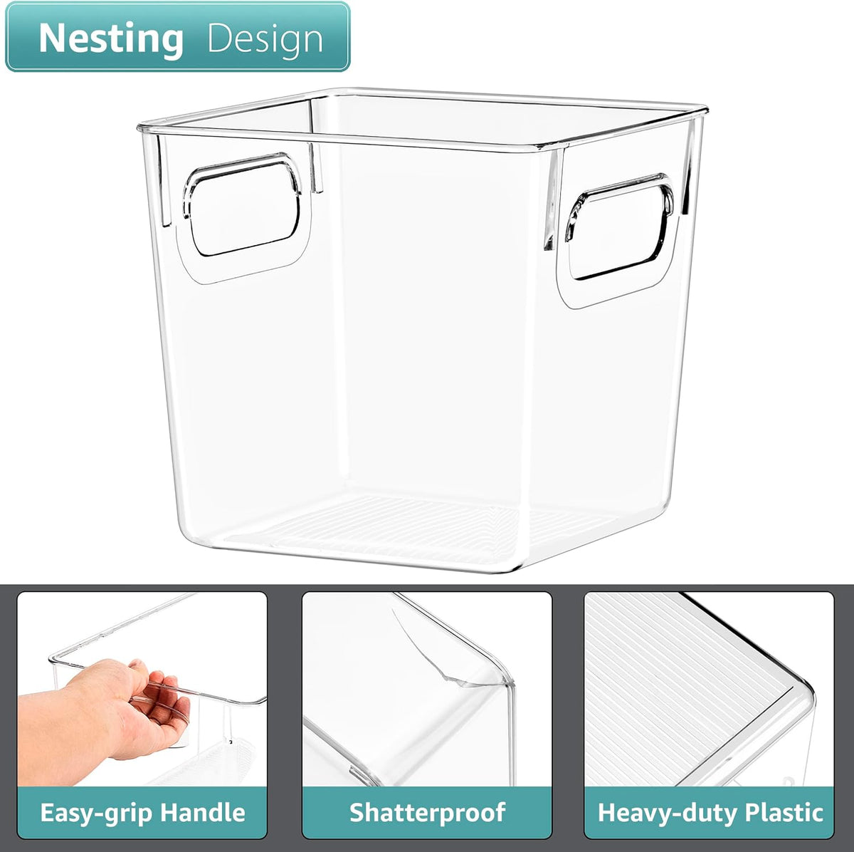 Fridge Organizers and Storage, Clear Plastic Bins (Large) | Easy-access organization for freezers, shelves, drawers, closets and pantries; supports sorting and visibility.