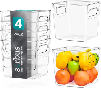 Fridge Organizers and Storage, Clear Plastic Bins (Large) | Easy-access organization for freezers, shelves, drawers, closets and pantries; supports sorting and visibility.