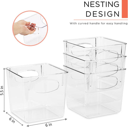 Fridge Organizers and Storage, Clear Plastic Bins (Large) | Easy-access organization for freezers, shelves, drawers, closets and pantries; supports sorting and visibility.