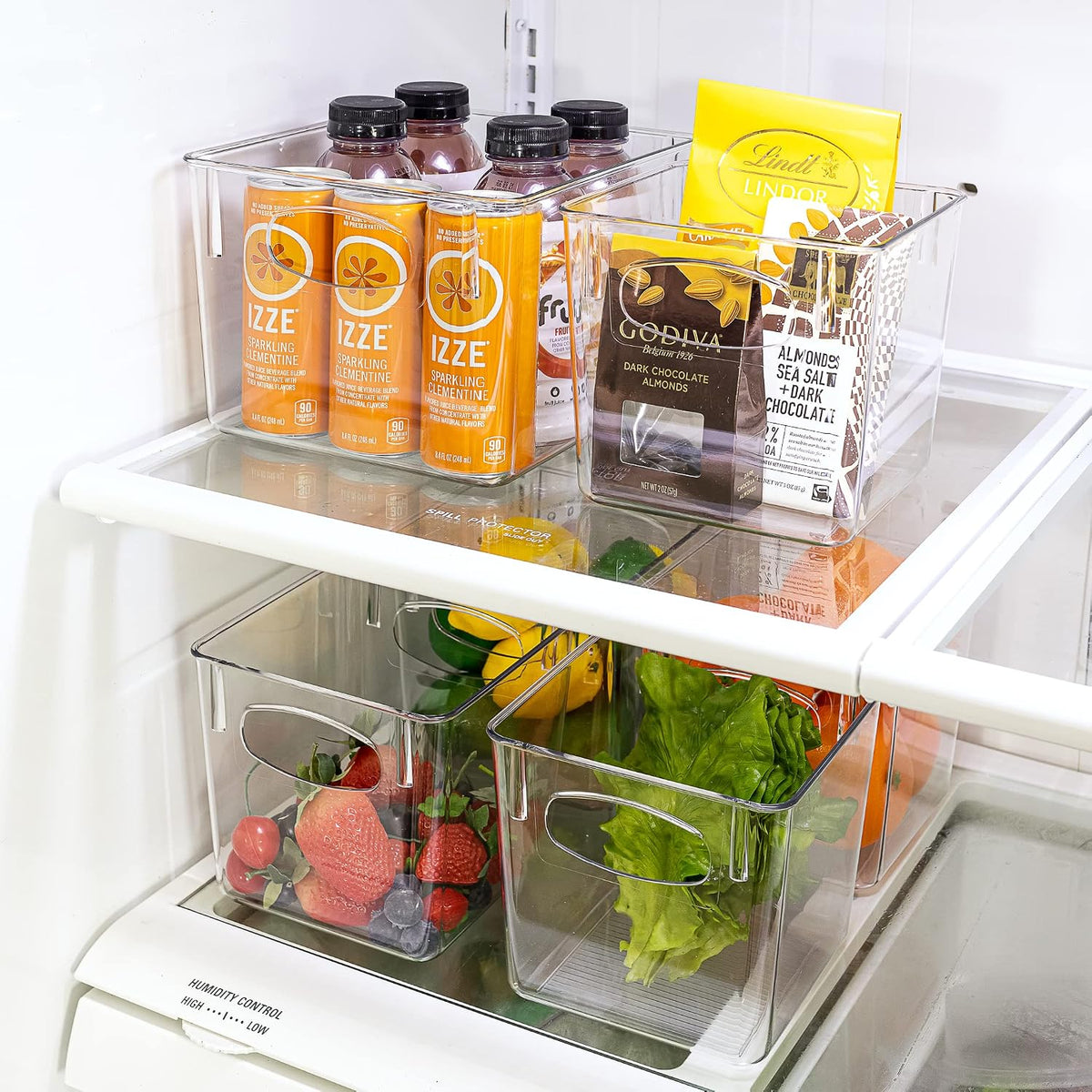 Fridge Organizers and Storage, Clear Plastic Bins (Large) | Easy-access organization for freezers, shelves, drawers, closets and pantries; supports sorting and visibility.