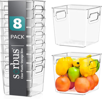Fridge Organizers and Storage, Clear Plastic Bins (Large) | Easy-access organization for freezers, shelves, drawers, closets and pantries; supports sorting and visibility.