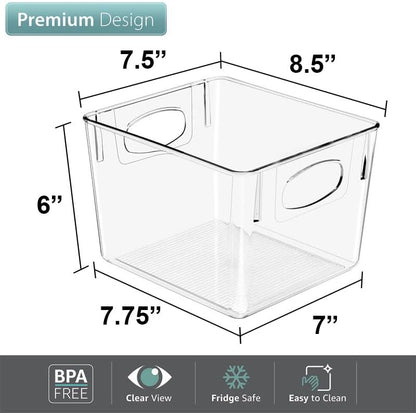 Fridge Organizers and Storage, Clear Plastic Bins (Large) | Easy-access organization for freezers, shelves, drawers, closets and pantries; supports sorting and visibility.