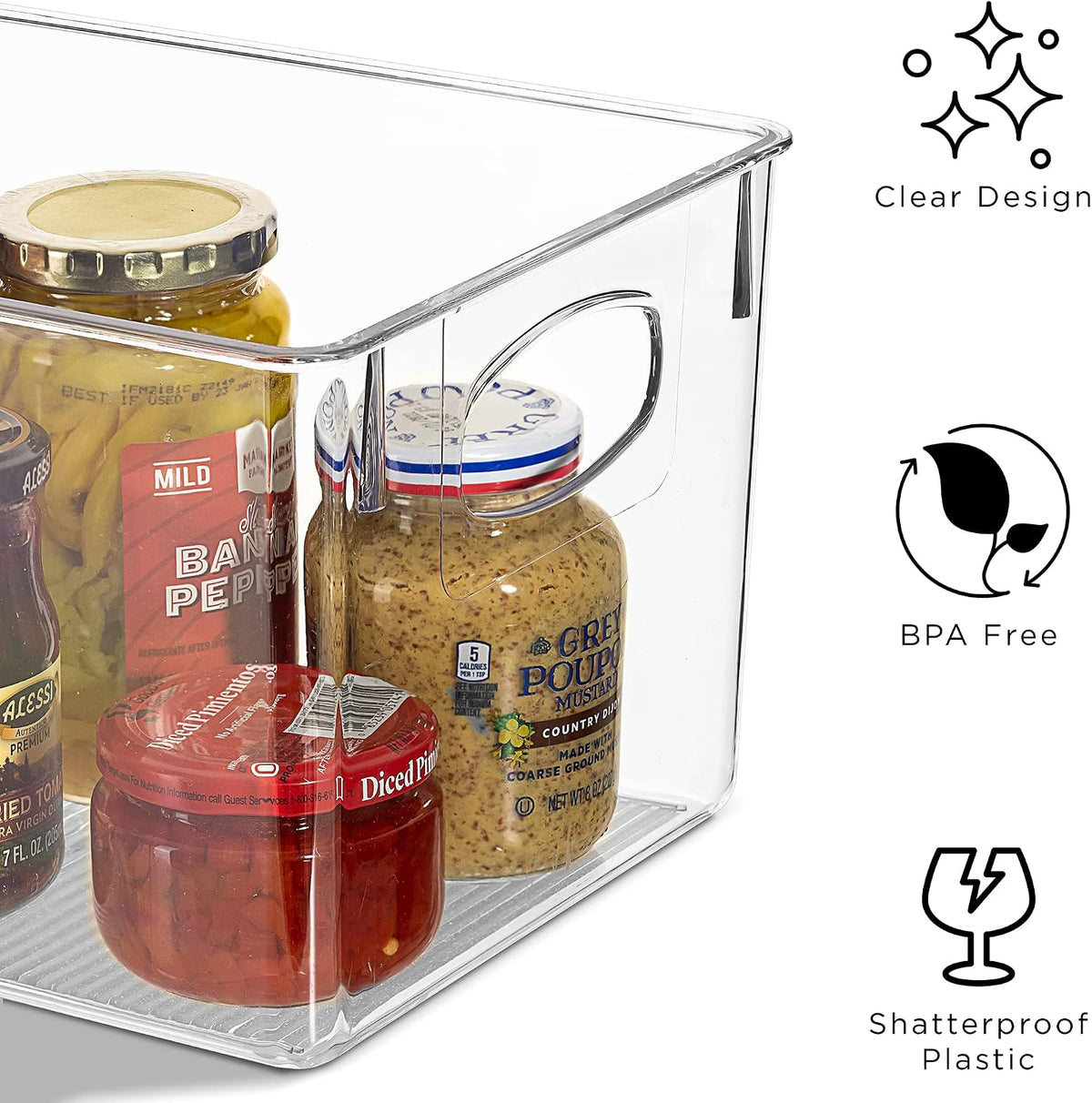 Fridge Organizers and Storage, Clear Plastic Bins (Large) | Easy-access organization for freezers, shelves, drawers, closets and pantries; supports sorting and visibility.