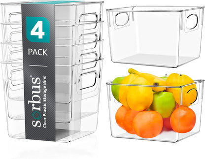 Fridge Organizers and Storage, Clear Plastic Bins (Large) | Easy-access organization for freezers, shelves, drawers, closets and pantries; supports sorting and visibility.