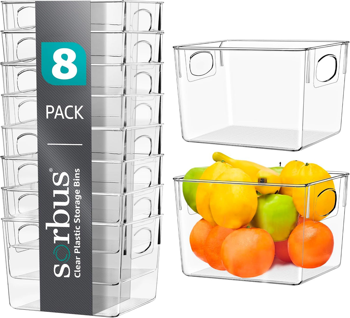 Fridge Organizers and Storage, Clear Plastic Bins (Large) | Easy-access organization for freezers, shelves, drawers, closets and pantries; supports sorting and visibility.