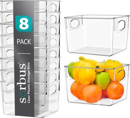 Fridge Organizers and Storage, Clear Plastic Bins (Large) | Easy-access organization for freezers, shelves, drawers, closets and pantries; supports sorting and visibility.