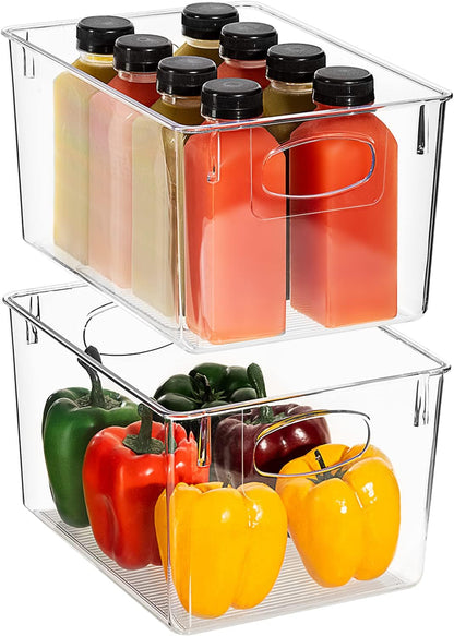 Fridge Organizers and Storage, Clear Plastic Bins (Large) | Easy-access organization for freezers, shelves, drawers, closets and pantries; supports sorting and visibility.