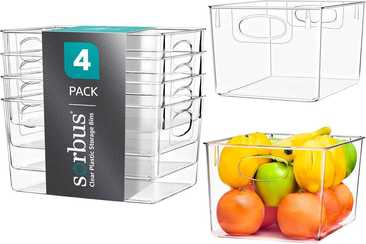 Fridge Organizers and Storage, Clear Plastic Bins (Large) | Easy-access organization for freezers, shelves, drawers, closets and pantries; supports sorting and visibility.