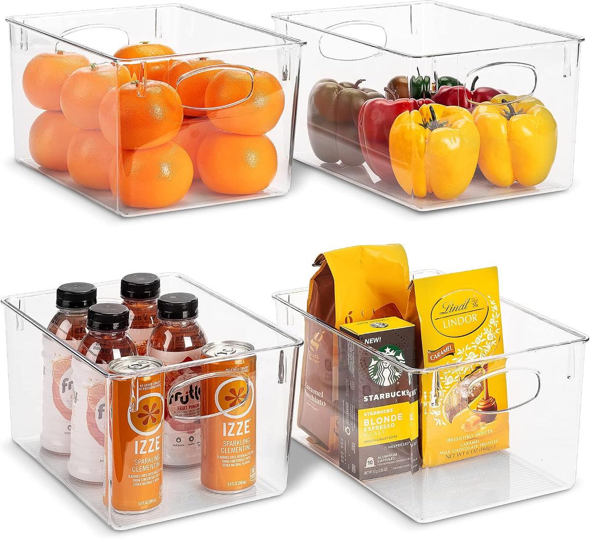 Fridge Organizers and Storage, Clear Plastic Bins (Large) | Easy-access organization for freezers, shelves, drawers, closets and pantries; supports sorting and visibility.