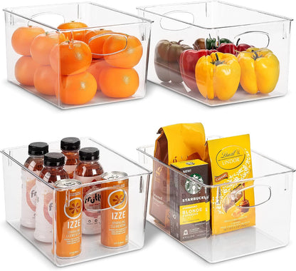 Fridge Organizers and Storage, Clear Plastic Bins (Large) | Easy-access organization for freezers, shelves, drawers, closets and pantries; supports sorting and visibility.