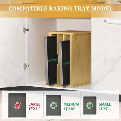 4 Tier Tray Dividers for Cabinets, Kitchen Vertical Baking Sheet Organizer | Premium Wood, Multiple Sizes, Saving Space, Vertical Tray Dividers for Storing pans, Baking trays, Cutting Board