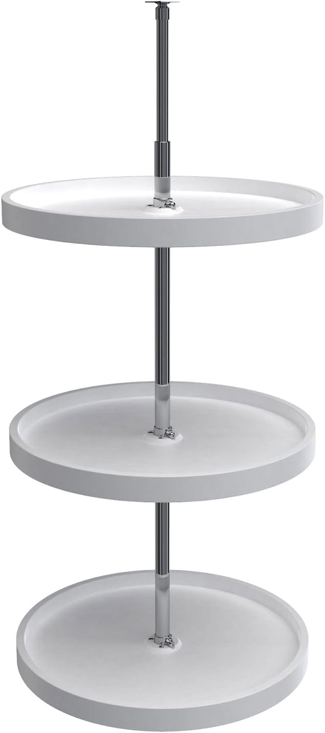 20 Inch 3 Tier Full Circle Lazy Susan for H Corner Kitchen Cabinets, Large Plastic Home Storage Rotating Shelves, White, 6013-20-11-526