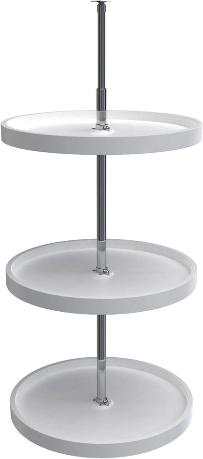 20 Inch 3 Tier Full Circle Lazy Susan for H Corner Kitchen Cabinets, Large Plastic Home Storage Rotating Shelves, White, 6013-20-11-526