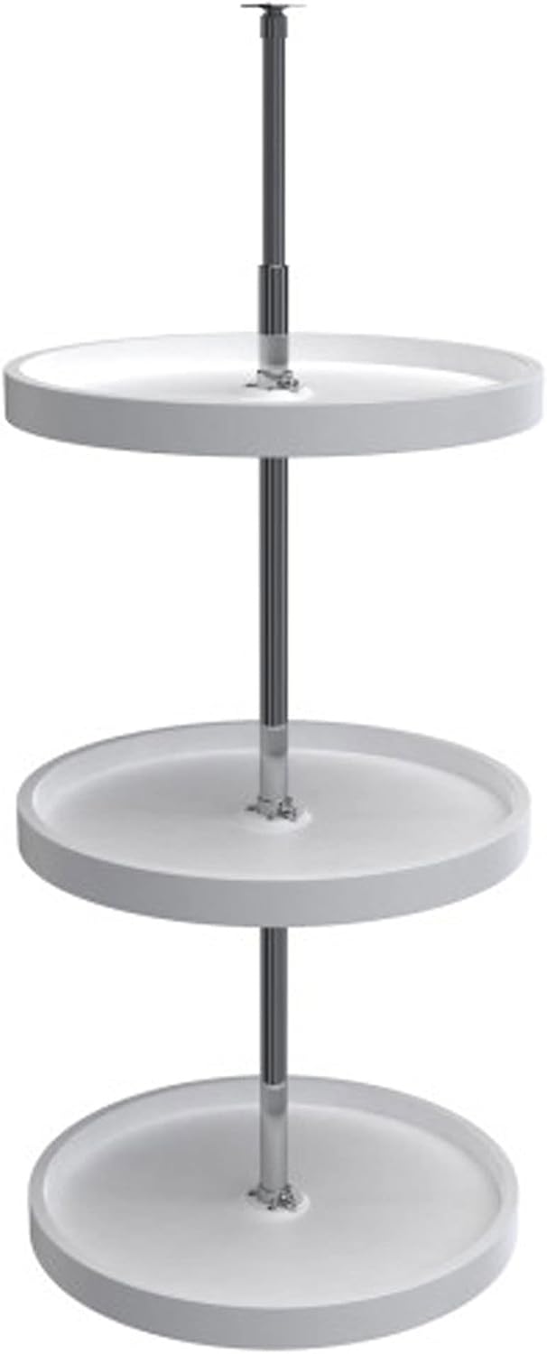 20 Inch 3 Tier Full Circle Lazy Susan for H Corner Kitchen Cabinets, Large Plastic Home Storage Rotating Shelves, White, 6013-20-11-526