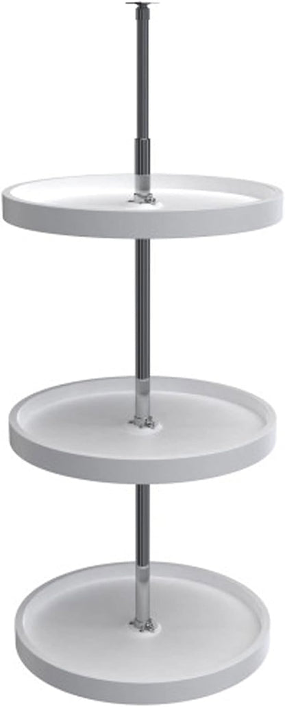 20 Inch 3 Tier Full Circle Lazy Susan for H Corner Kitchen Cabinets, Large Plastic Home Storage Rotating Shelves, White, 6013-20-11-526