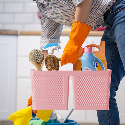 Shower Caddy Portable and Cleaning Caddy Organizer for Bathroom, Kitchen,Toiletries Storage, Caddy organizer with handle, Rust-Resistant, Durable Material(Milky White, 9.36"L×7.73"W×7.24"H)