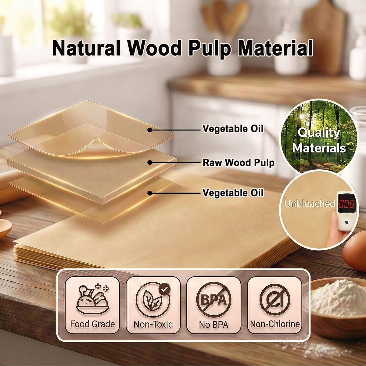 100PCS Parchment Paper Sheets, 9x13 Inches, Non-Stick