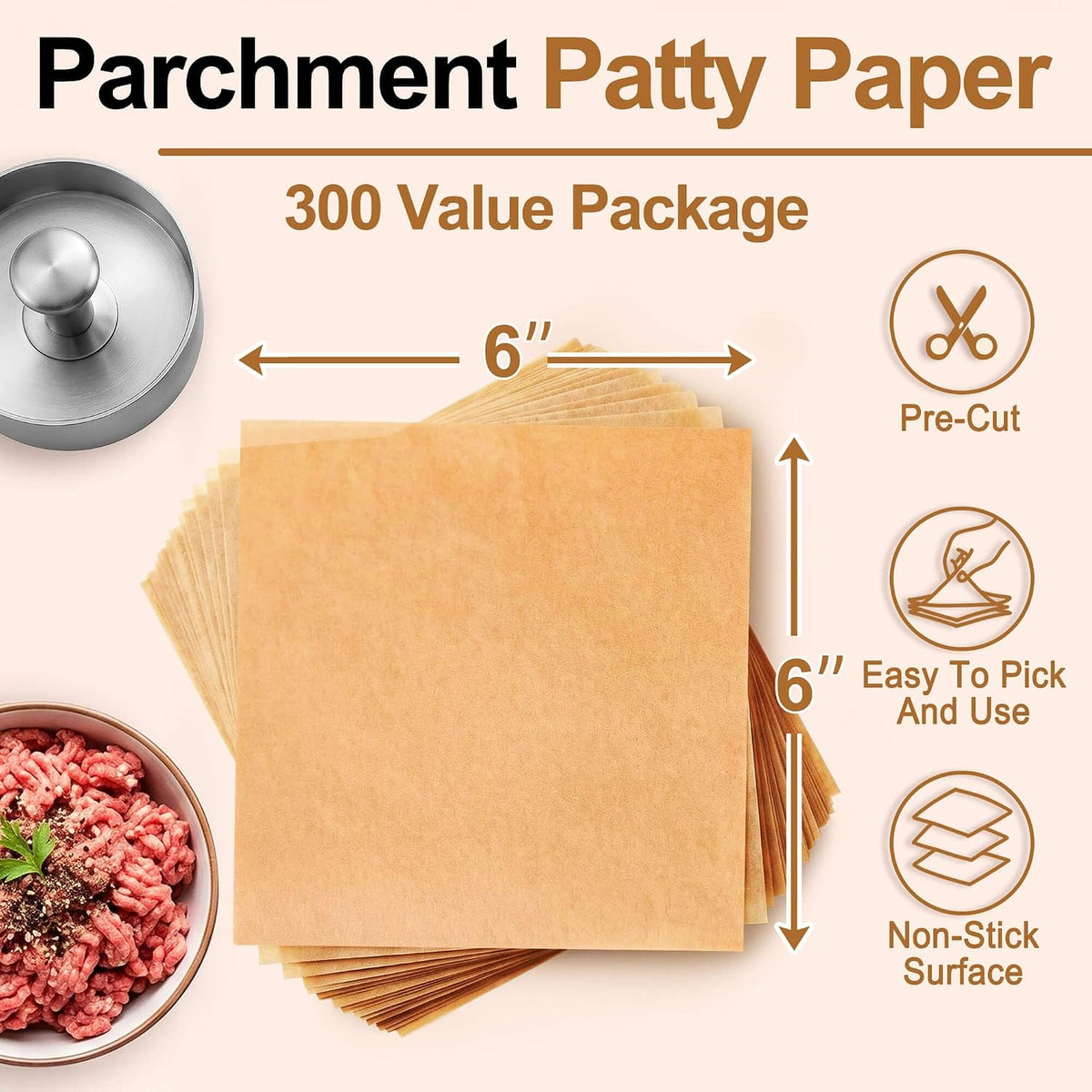 100PCS Parchment Paper Sheets, 9x13 Inches, Non-Stick