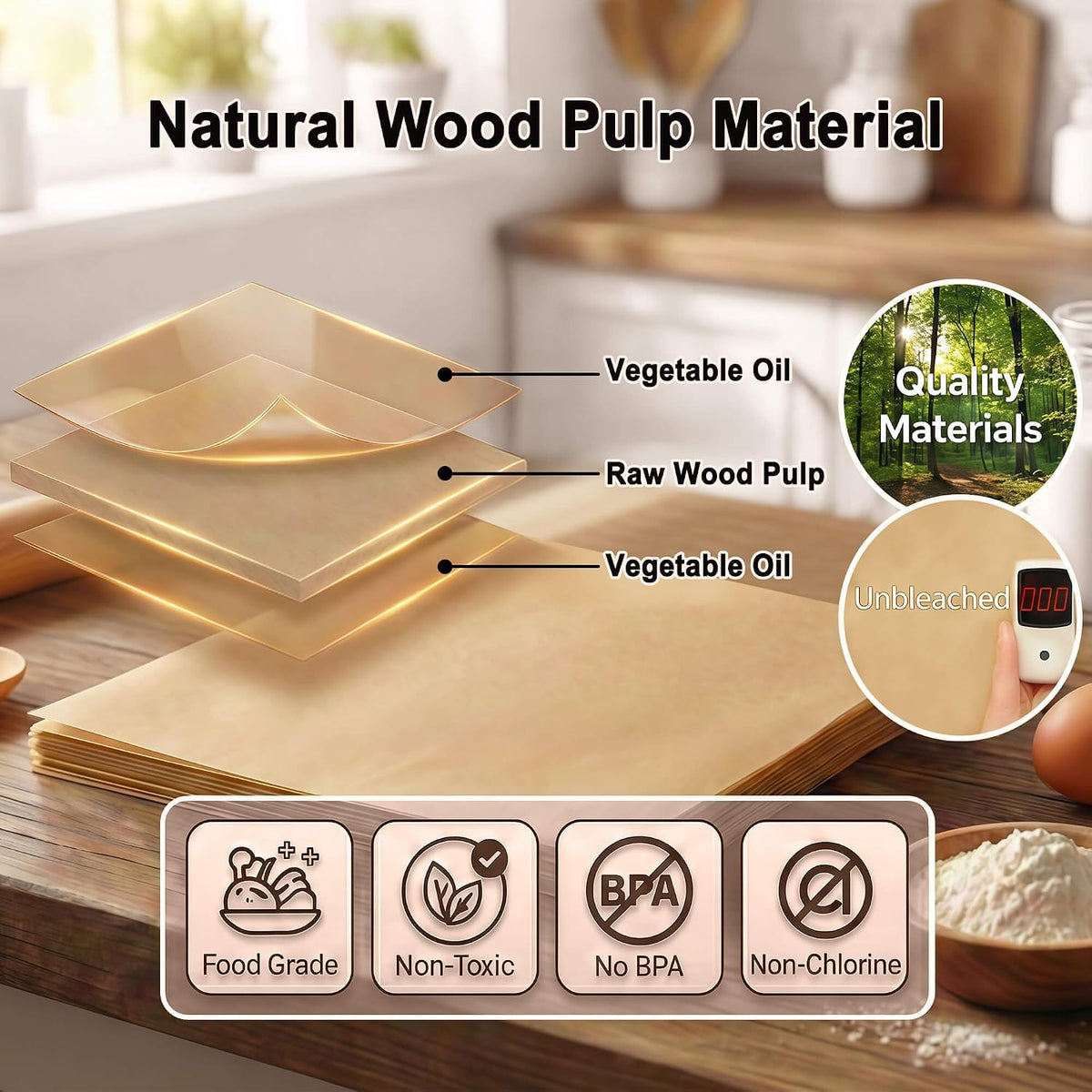 100PCS Parchment Paper Sheets, 9x13 Inches, Non-Stick