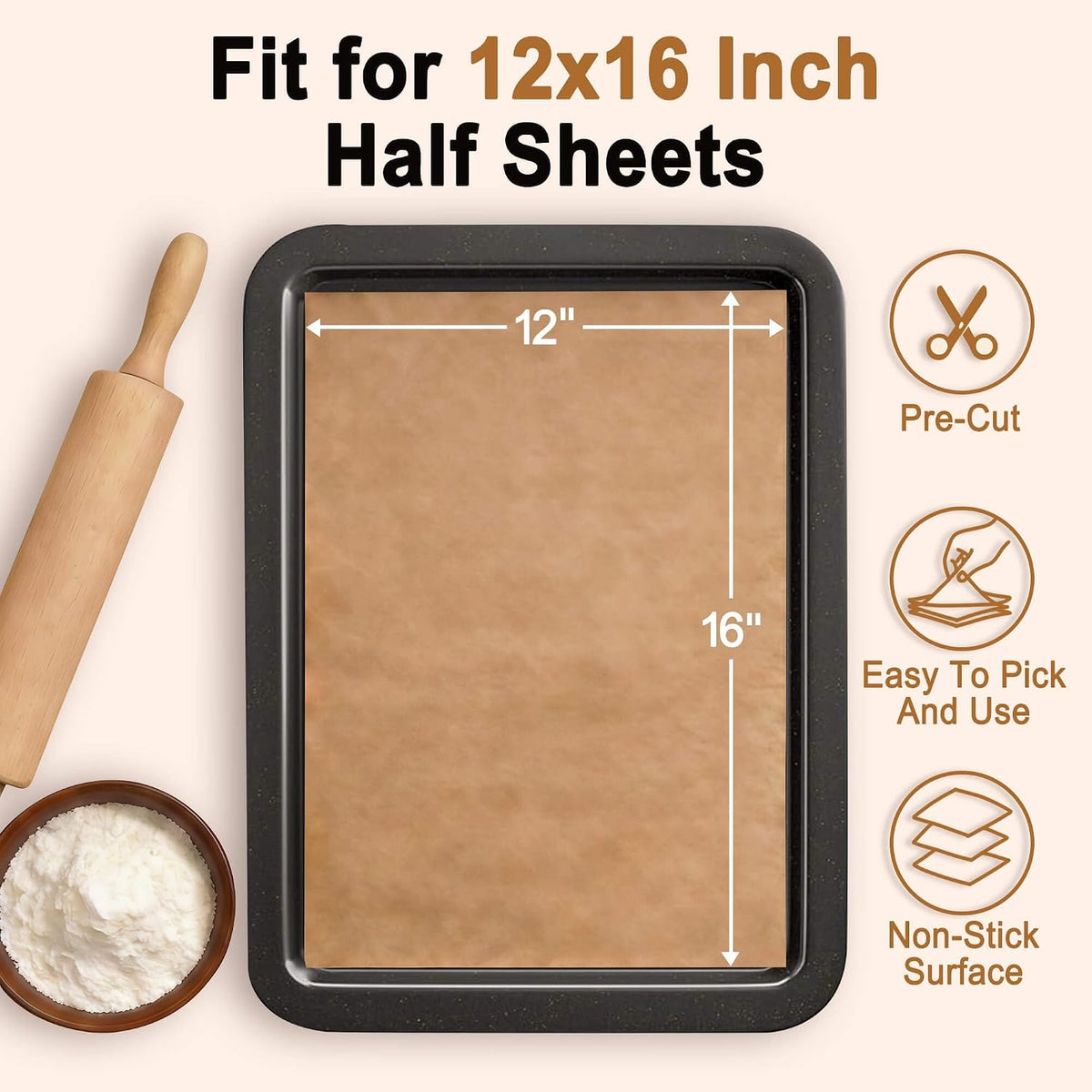 100PCS Parchment Paper Sheets, 9x13 Inches, Non-Stick