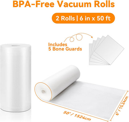 Vacuum Sealer Bags for Food 11x50 2 Rolls, Fit Food Saver Machines
