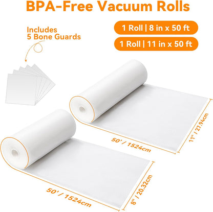 Vacuum Sealer Bags for Food 11x50 2 Rolls, Fit Food Saver Machines