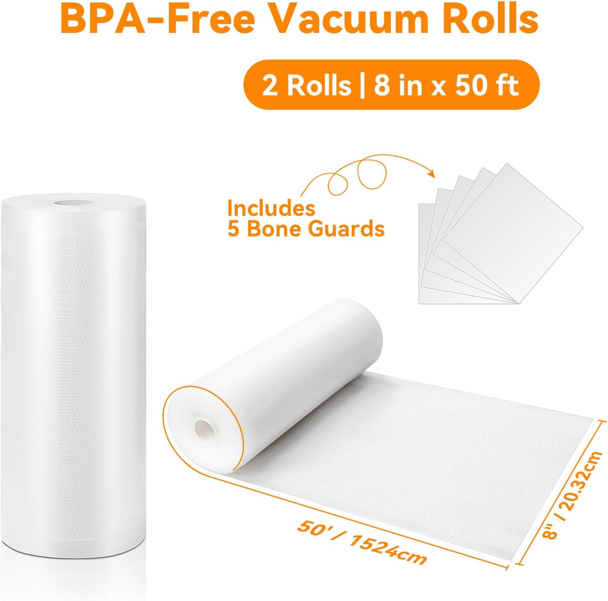 Vacuum Sealer Bags for Food 11x50 2 Rolls, Fit Food Saver Machines