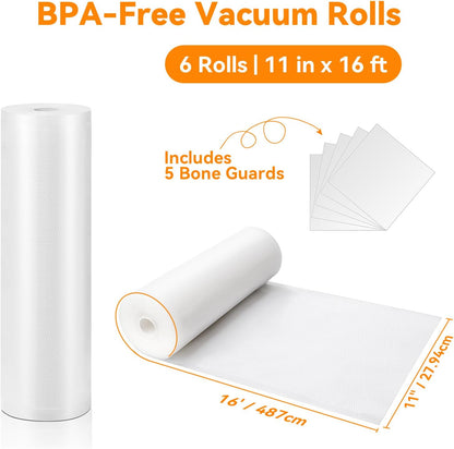 Vacuum Sealer Bags for Food 11x50 2 Rolls, Fit Food Saver Machines