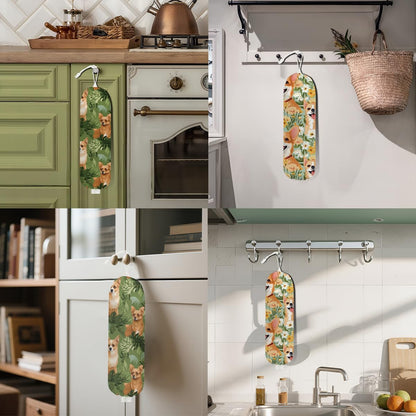2Pcs Cat Plastic Bag Holder, Wall Mount Grocery Bag Holder, Butterfly Plastic Bags Organizer, Pull Rope Free Adjustment Holders for Grocery Bags Decoration for Home Kitchen Pantry Cat Lover Gifts
