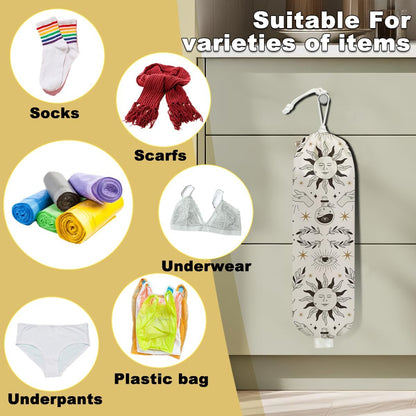 2Pcs Cat Plastic Bag Holder, Wall Mount Grocery Bag Holder, Butterfly Plastic Bags Organizer, Pull Rope Free Adjustment Holders for Grocery Bags Decoration for Home Kitchen Pantry Cat Lover Gifts