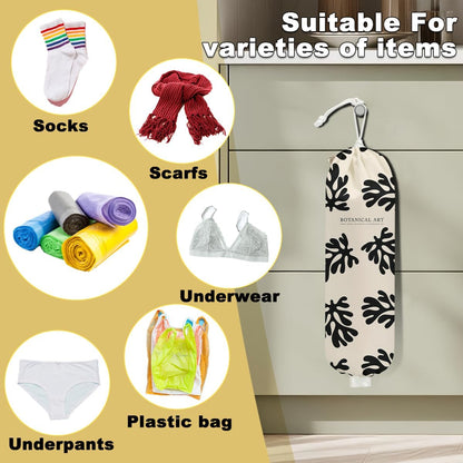 2Pcs Cat Plastic Bag Holder, Wall Mount Grocery Bag Holder, Butterfly Plastic Bags Organizer, Pull Rope Free Adjustment Holders for Grocery Bags Decoration for Home Kitchen Pantry Cat Lover Gifts