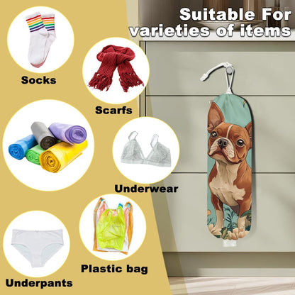 2Pcs Cat Plastic Bag Holder, Wall Mount Grocery Bag Holder, Butterfly Plastic Bags Organizer, Pull Rope Free Adjustment Holders for Grocery Bags Decoration for Home Kitchen Pantry Cat Lover Gifts